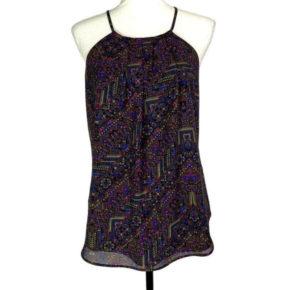 Sanctuary Halter Tank Top, small, blue/green/pink geometric print - Picture 1 of 8